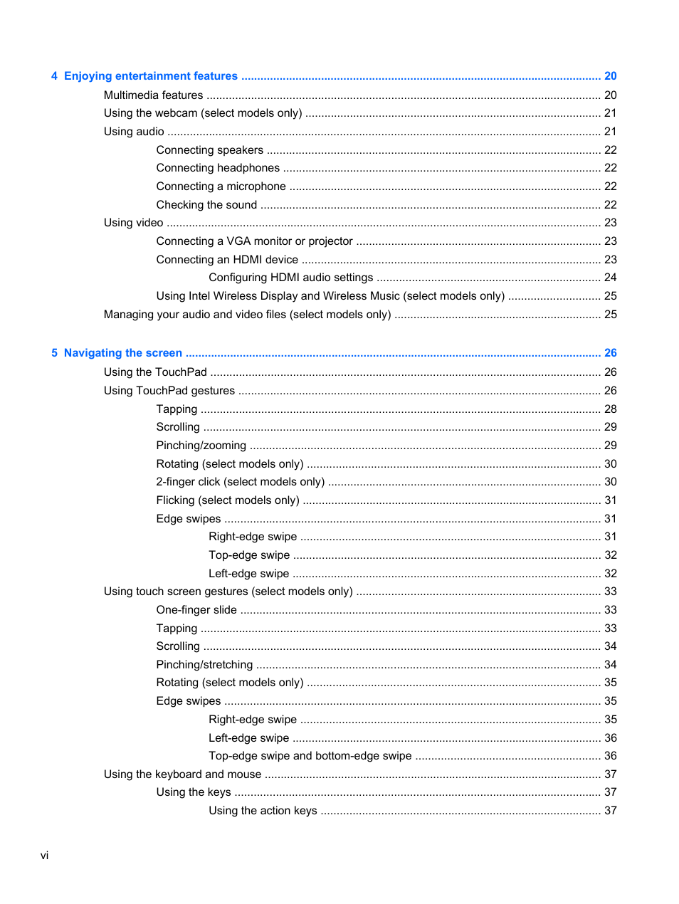 HP Pavilion 15-n030us Notebook PC User Manual | Page 6 / 91