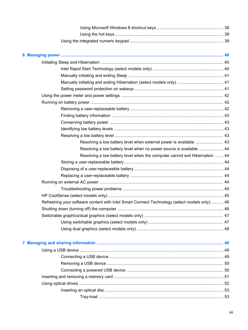 HP Pavilion 15-n030us Notebook PC User Manual | Page 7 / 91