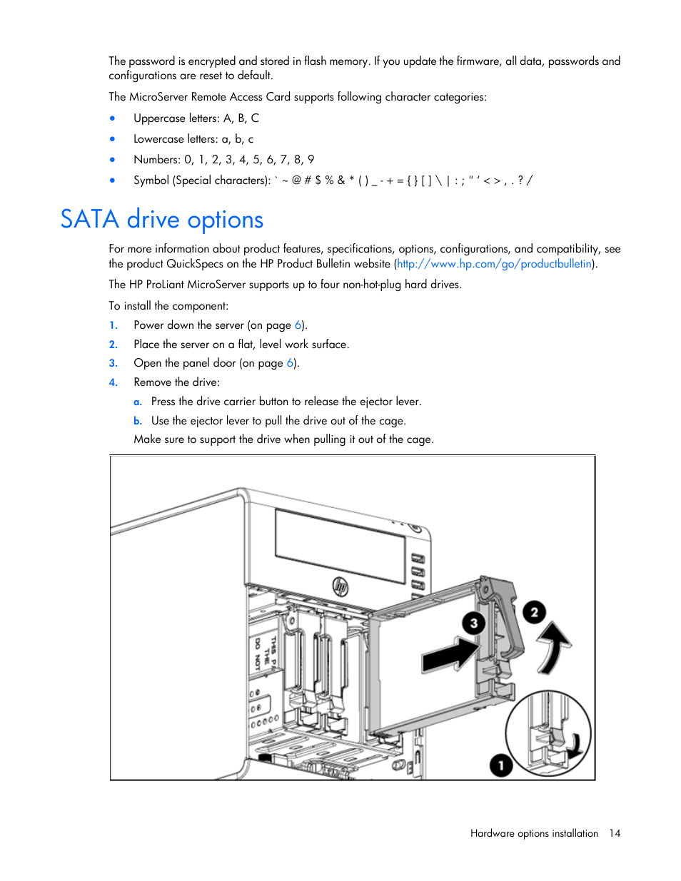 Sata drive options | HP ProLiant MicroServer User Manual | Page 14 / 94