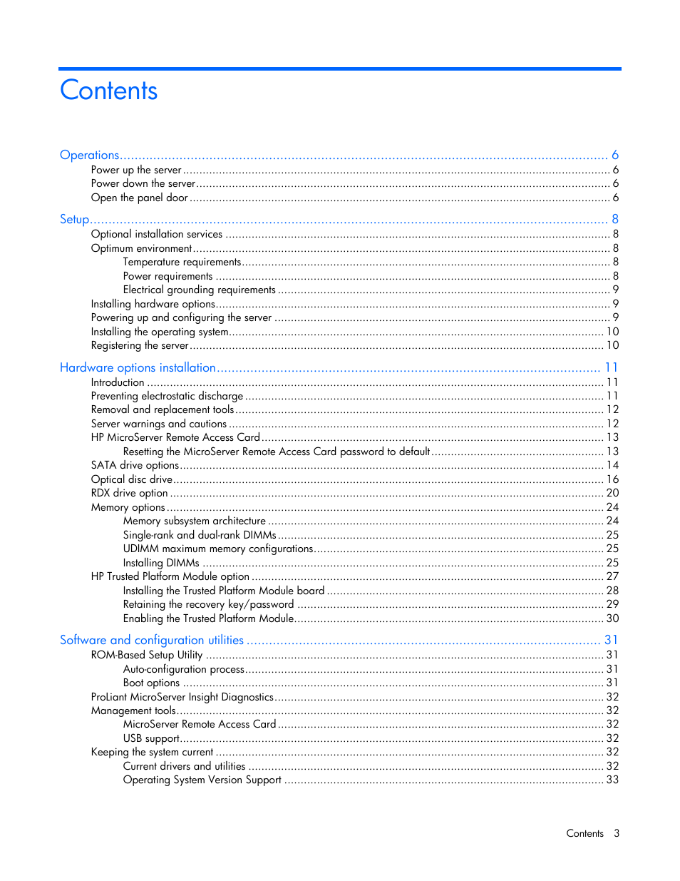 HP ProLiant MicroServer User Manual | Page 3 / 94