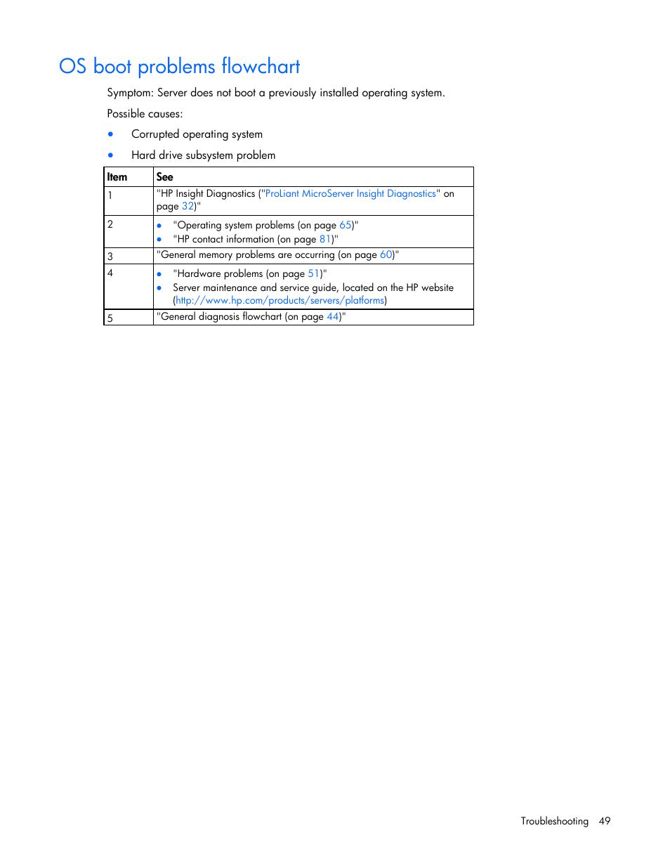 Os boot problems flowchart | HP ProLiant MicroServer User Manual | Page 49 / 94