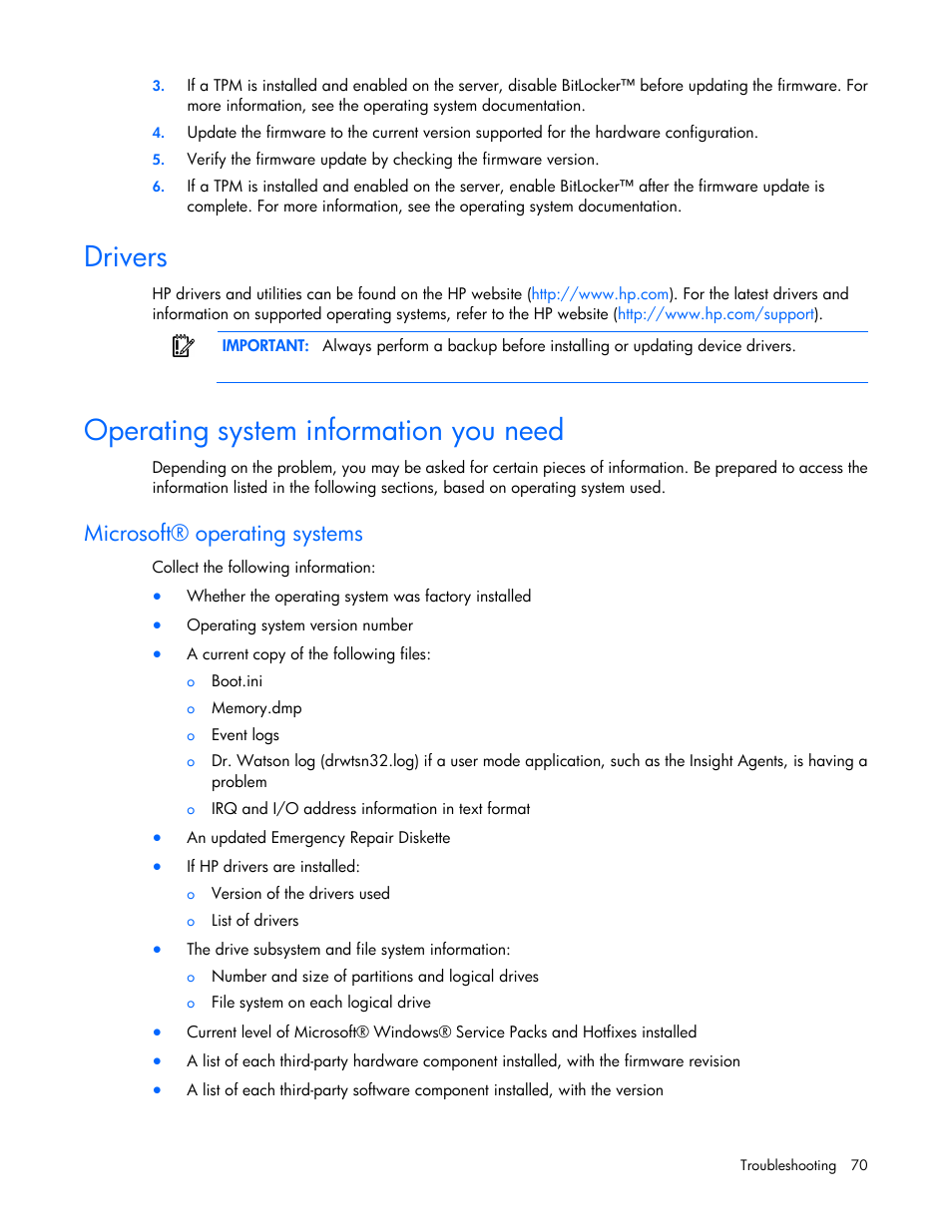 Drivers, Operating system information you need, Microsoft® operating systems | HP ProLiant MicroServer User Manual | Page 70 / 94