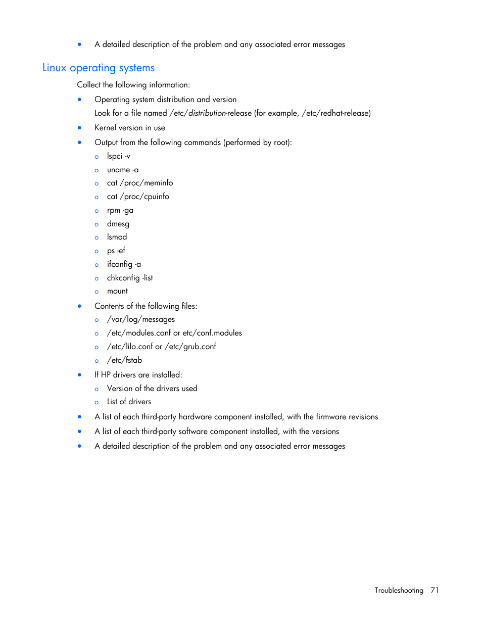 Linux operating systems | HP ProLiant MicroServer User Manual | Page 71 / 94