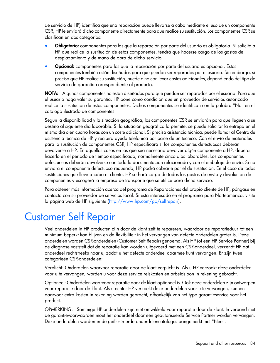 Customer self repair | HP ProLiant MicroServer User Manual | Page 84 / 94