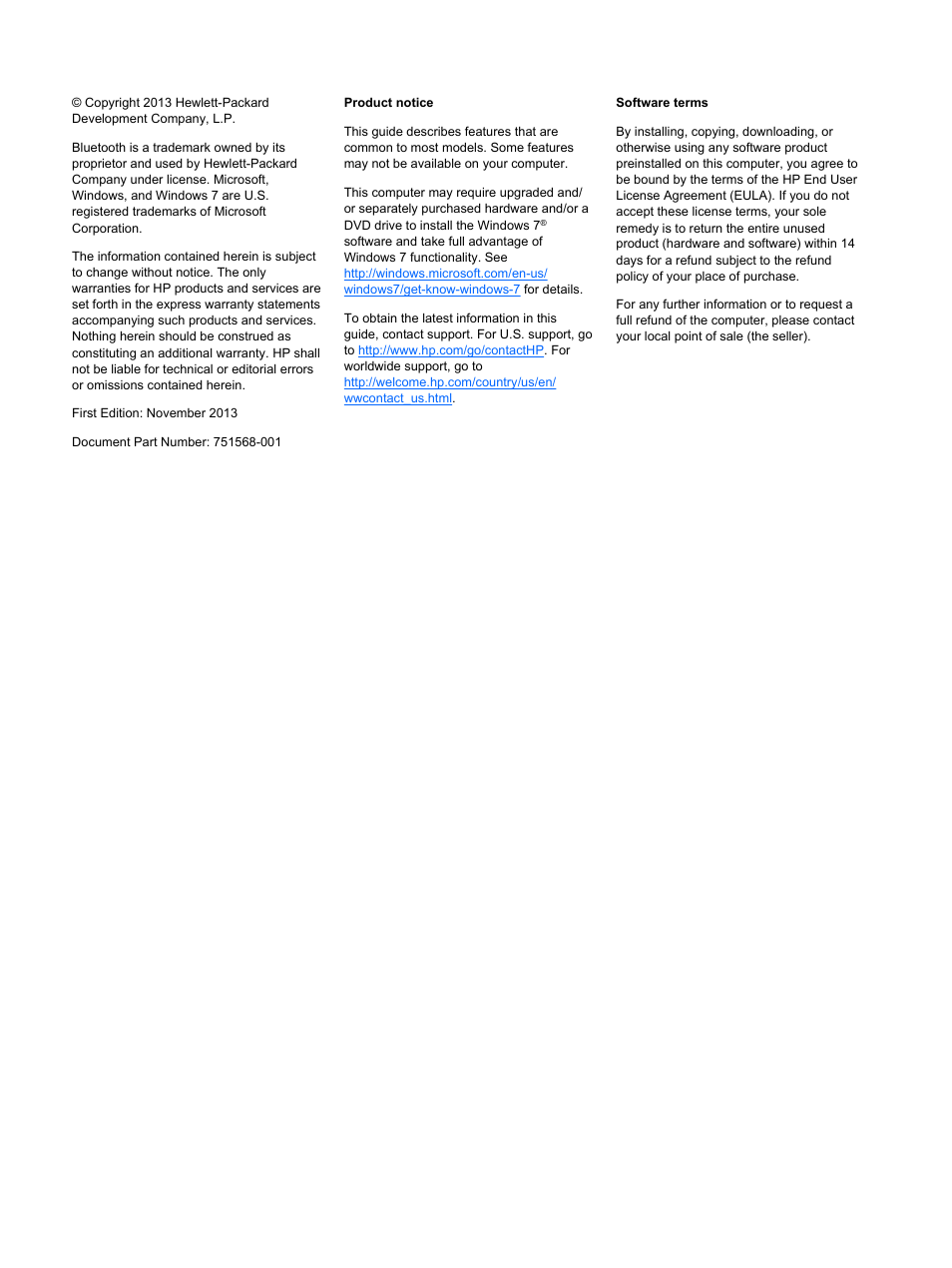 HP Spectre 13 Pro-Notebook PC User Manual | Page 2 / 80