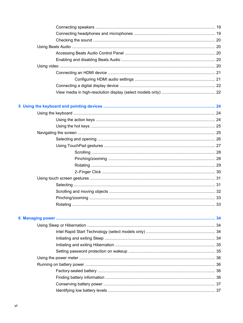 HP Spectre 13 Pro-Notebook PC User Manual | Page 6 / 80