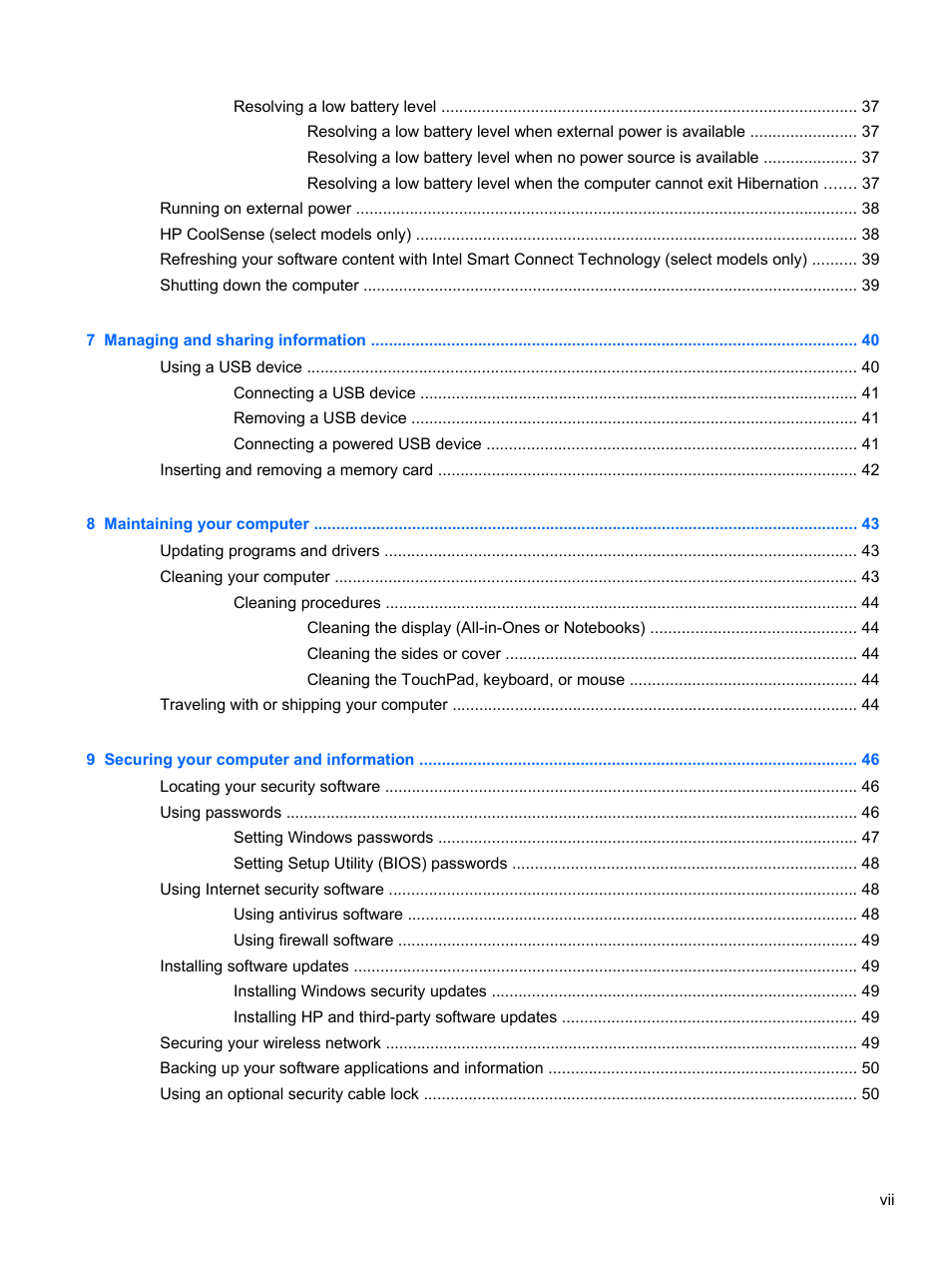 HP Spectre 13 Pro-Notebook PC User Manual | Page 7 / 80