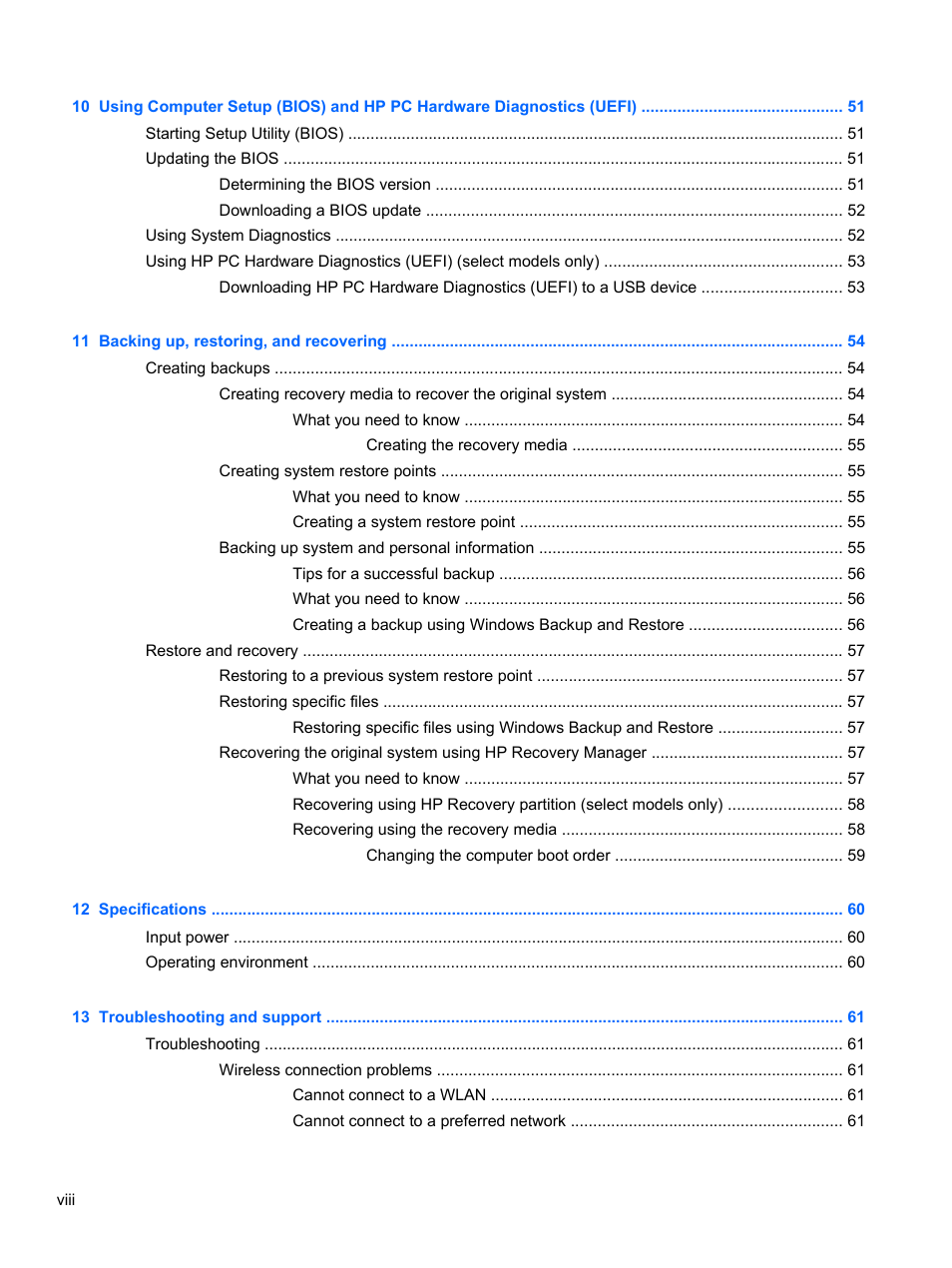 HP Spectre 13 Pro-Notebook PC User Manual | Page 8 / 80