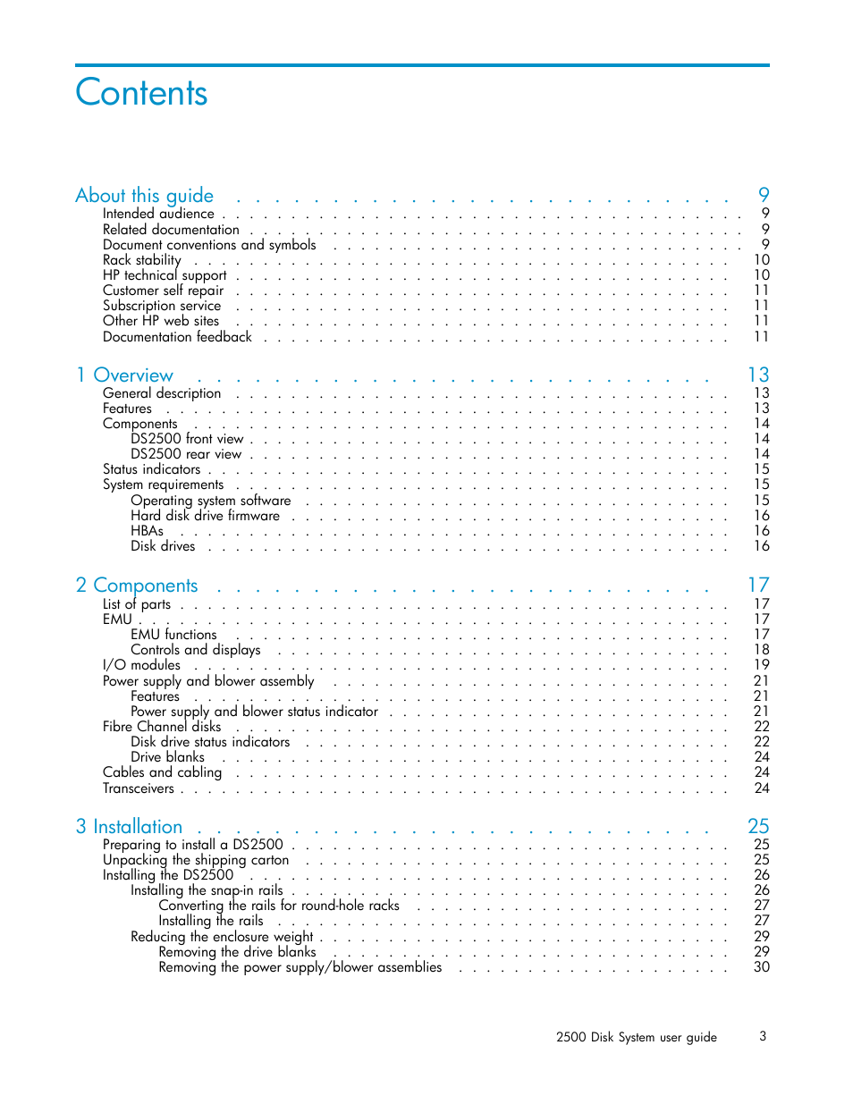 HP StorageWorks 2500 Disk System User Manual | Page 3 / 89