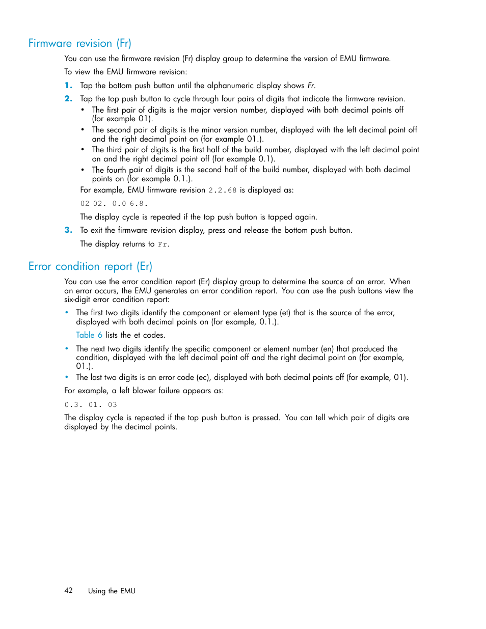 Firmware revision (fr), Error condition report (er) | HP StorageWorks 2500 Disk System User Manual | Page 42 / 89