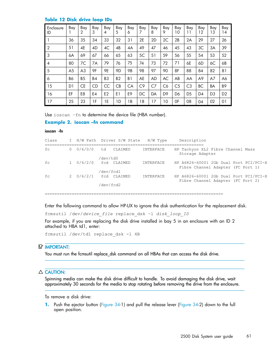 Disk drive loop ids | HP StorageWorks 2500 Disk System User Manual | Page 61 / 89