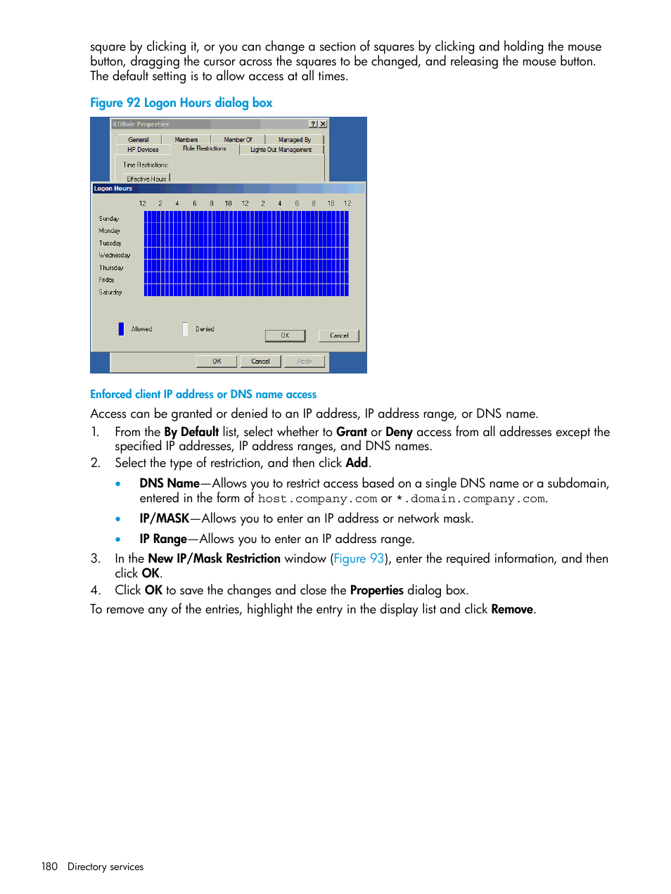Enforced client ip address or dns name access, Figure 92 | HP Integrated Lights-Out 3 User Manual | Page 180 / 256