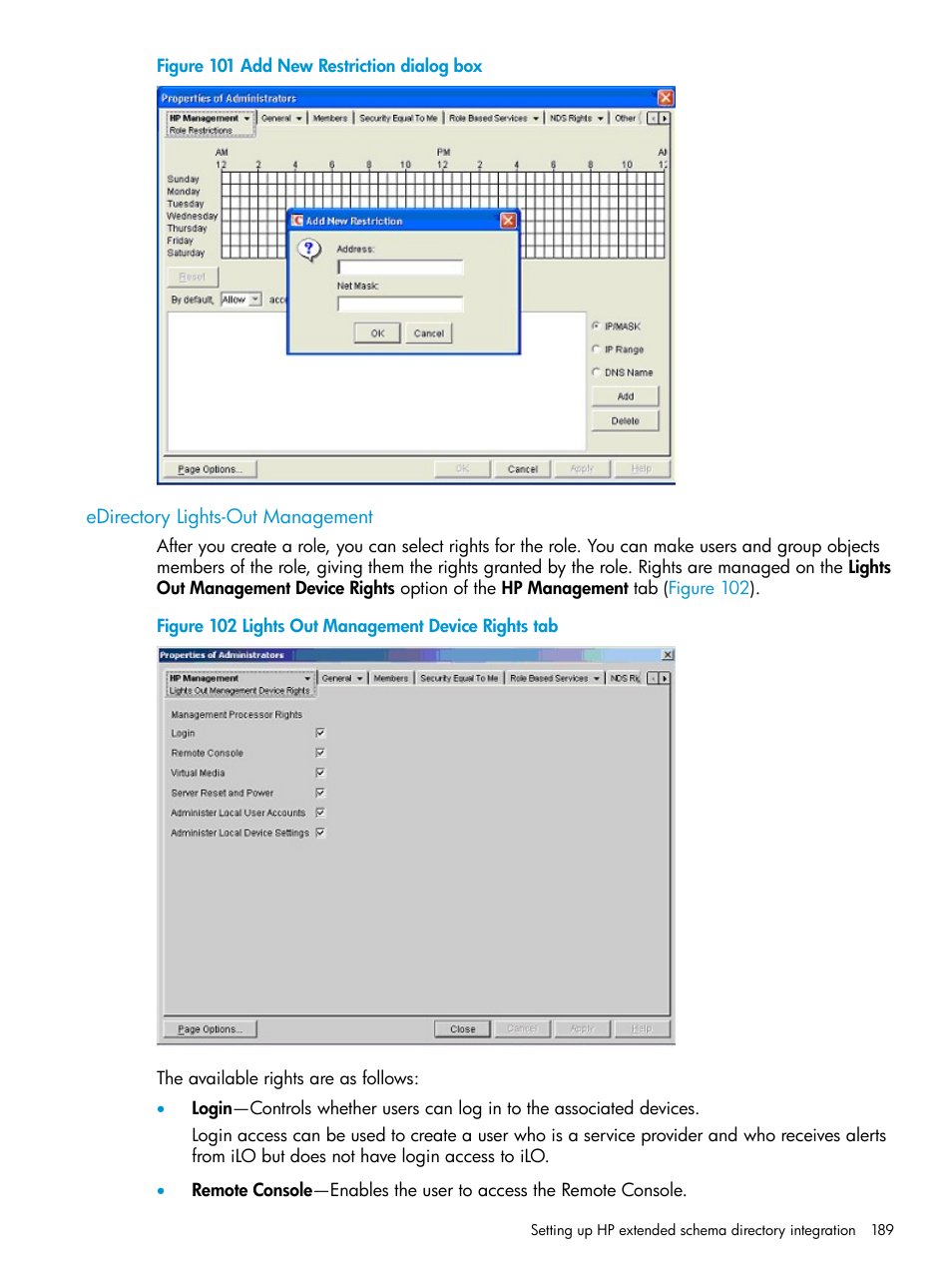 Edirectory lights-out management | HP Integrated Lights-Out 3 User Manual | Page 189 / 256