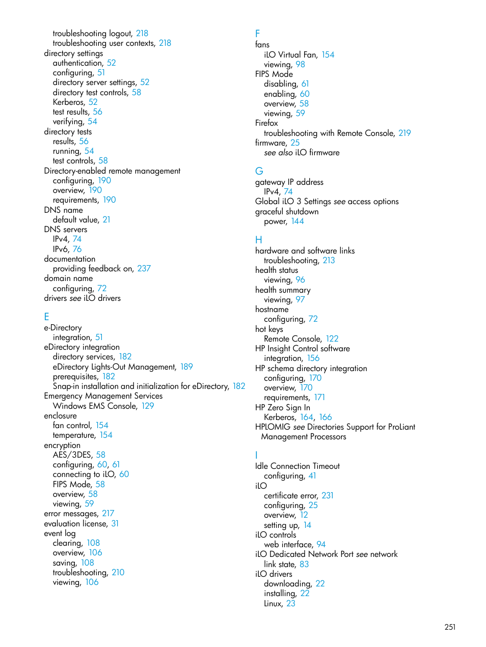 HP Integrated Lights-Out 3 User Manual | Page 251 / 256