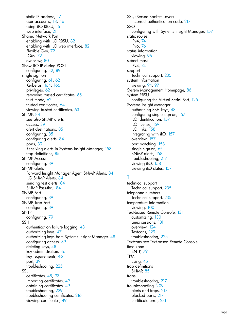 HP Integrated Lights-Out 3 User Manual | Page 255 / 256