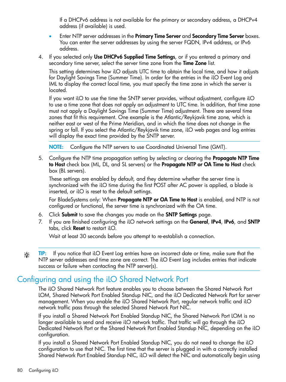 Configuring and using the ilo shared network port | HP Integrated Lights-Out 3 User Manual | Page 80 / 256