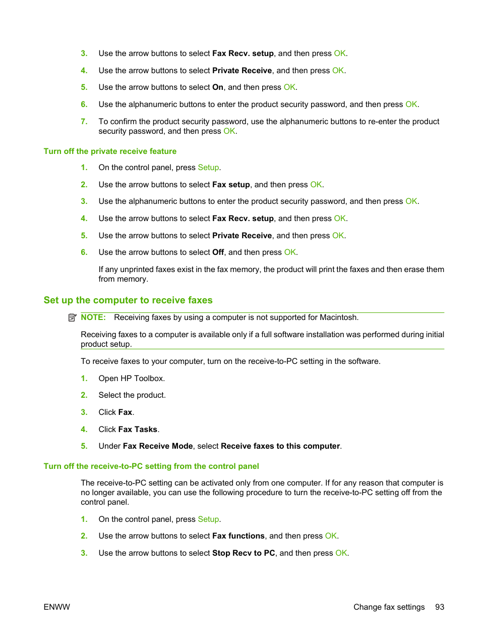 Set up the computer to receive faxes | HP LaserJet M1319f Multifunction Printer User Manual | Page 103 / 212