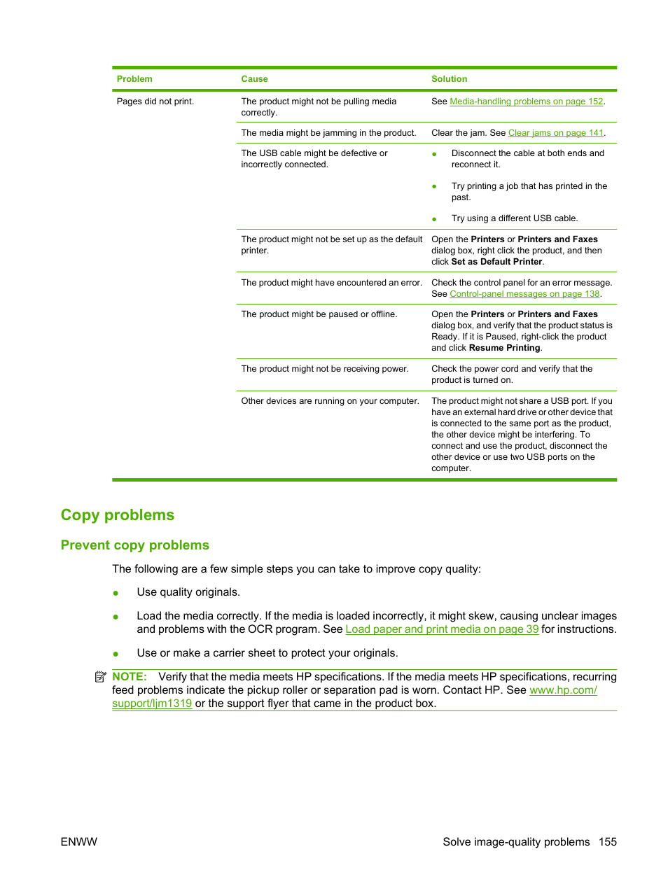 Copy problems, Prevent copy problems | HP LaserJet M1319f Multifunction Printer User Manual | Page 165 / 212