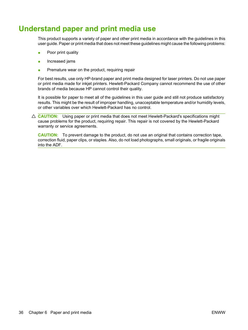 Understand paper and print media use | HP LaserJet M1319f Multifunction Printer User Manual | Page 46 / 212