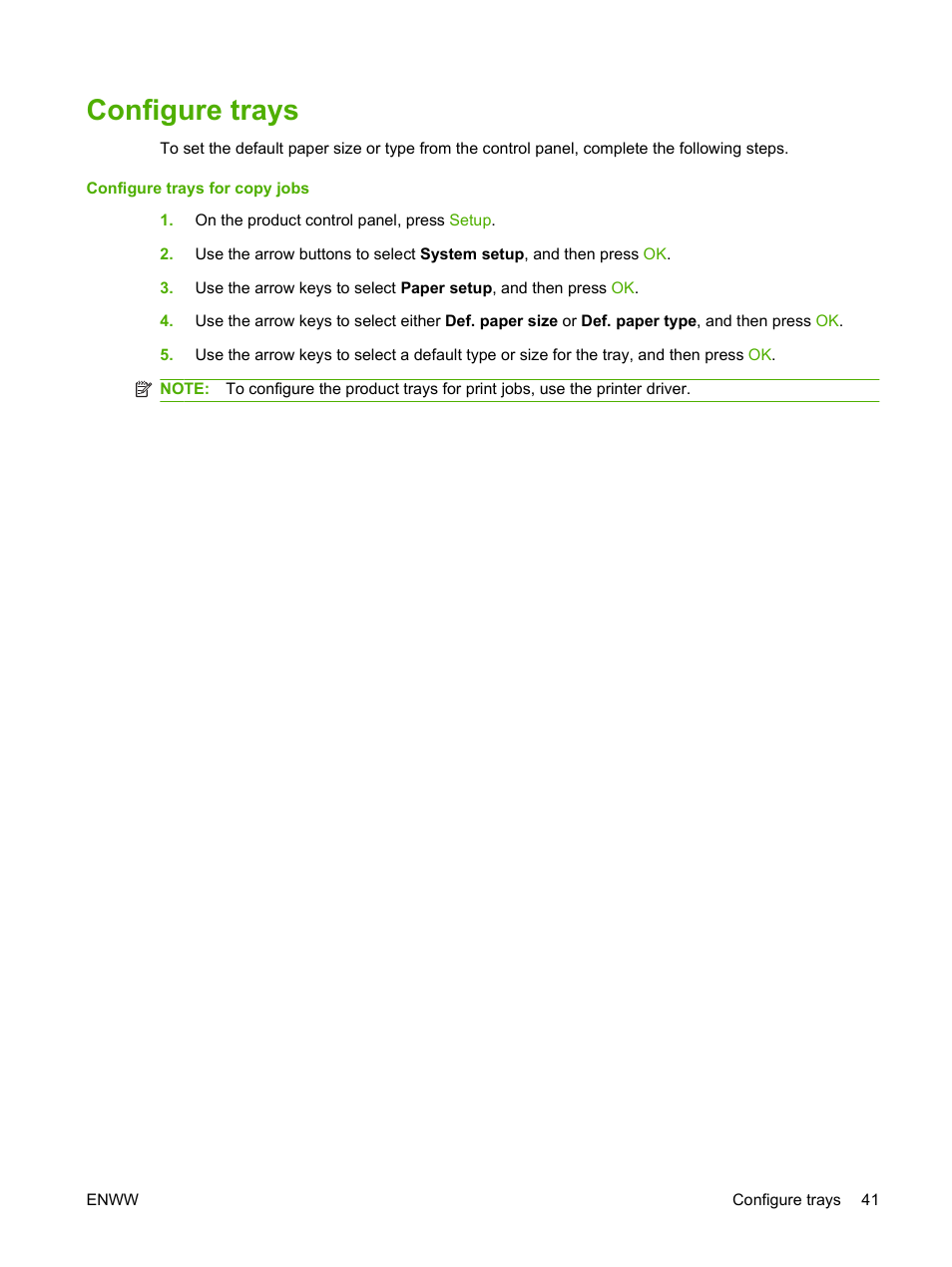 Configure trays | HP LaserJet M1319f Multifunction Printer User Manual | Page 51 / 212