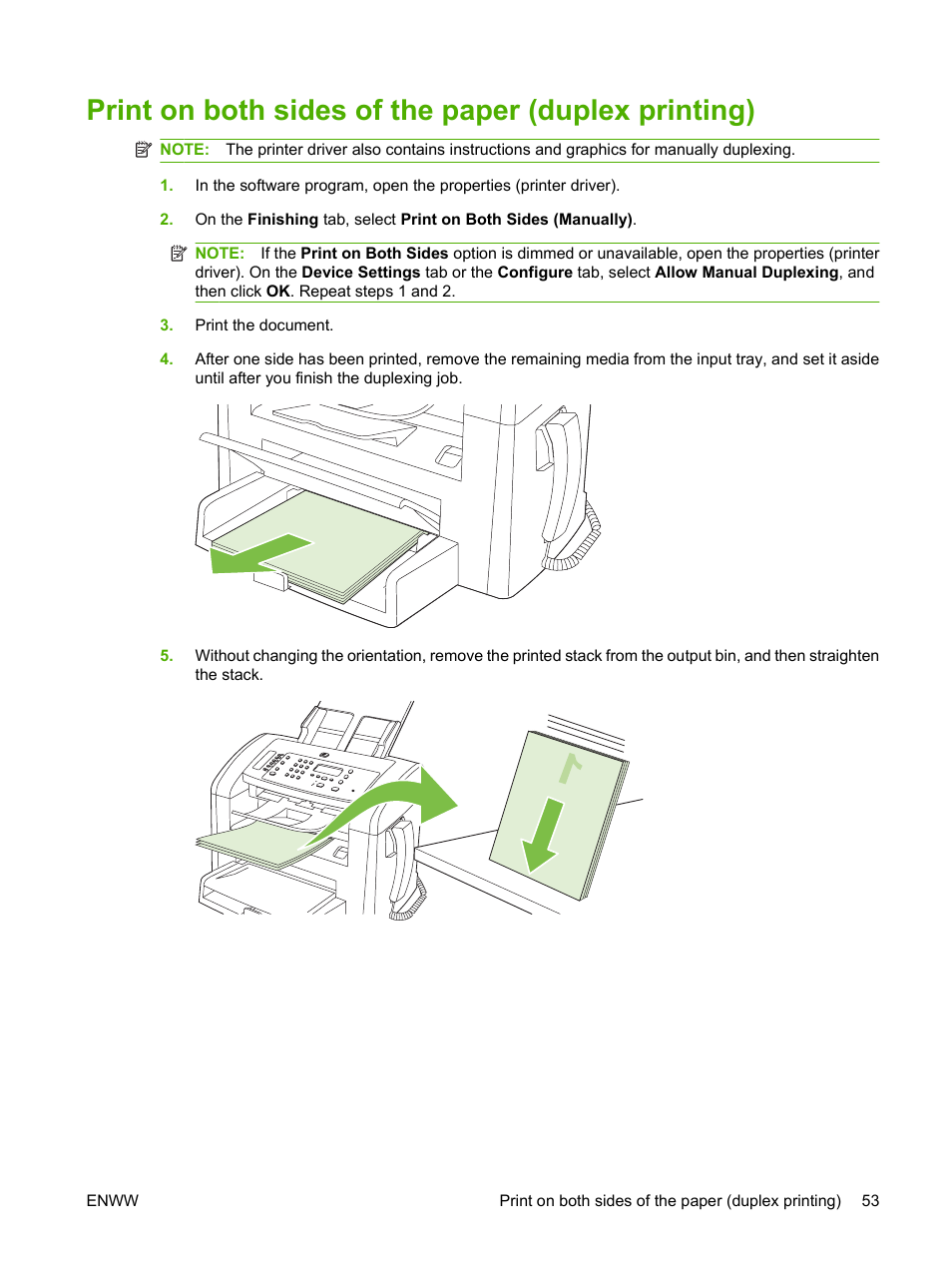 Print on both sides of the paper (duplex printing) | HP LaserJet M1319f Multifunction Printer User Manual | Page 63 / 212