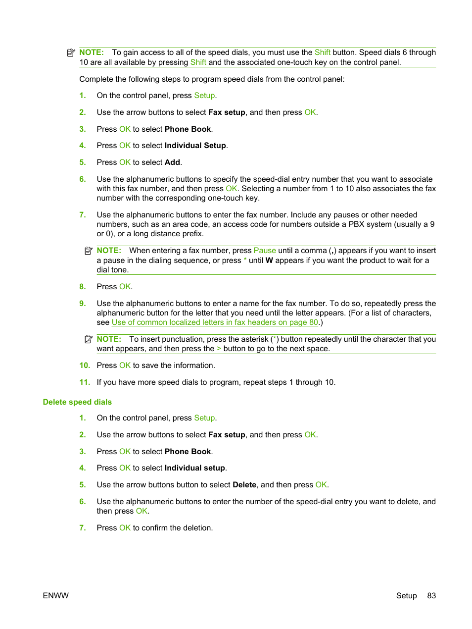 Delete speed dials | HP LaserJet M1319f Multifunction Printer User Manual | Page 93 / 212