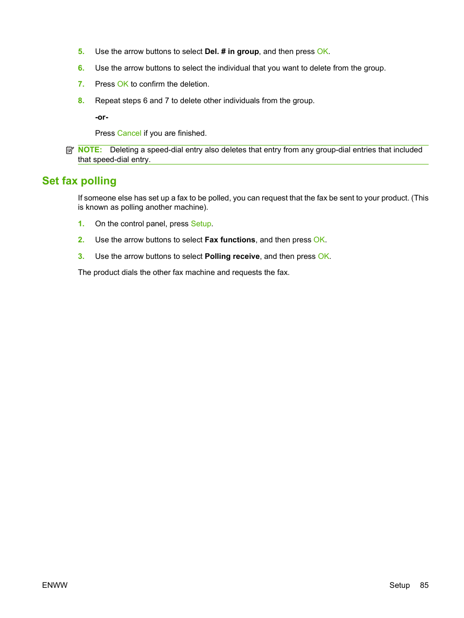 Set fax polling | HP LaserJet M1319f Multifunction Printer User Manual | Page 95 / 212