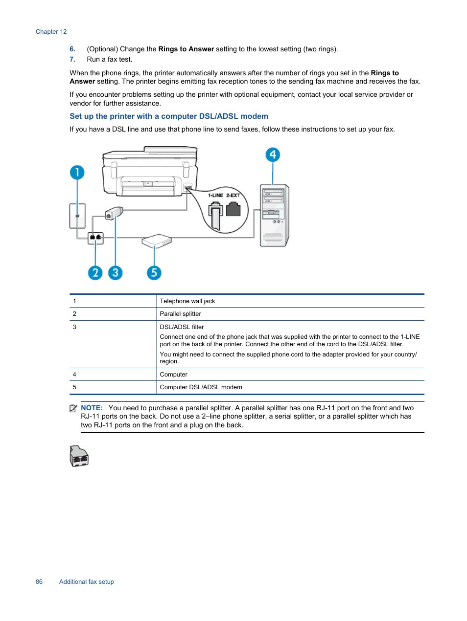Set up the printer with a computer dsl/adsl modem | HP Photosmart 7520 e-All-in-One Printer User Manual | Page 88 / 102