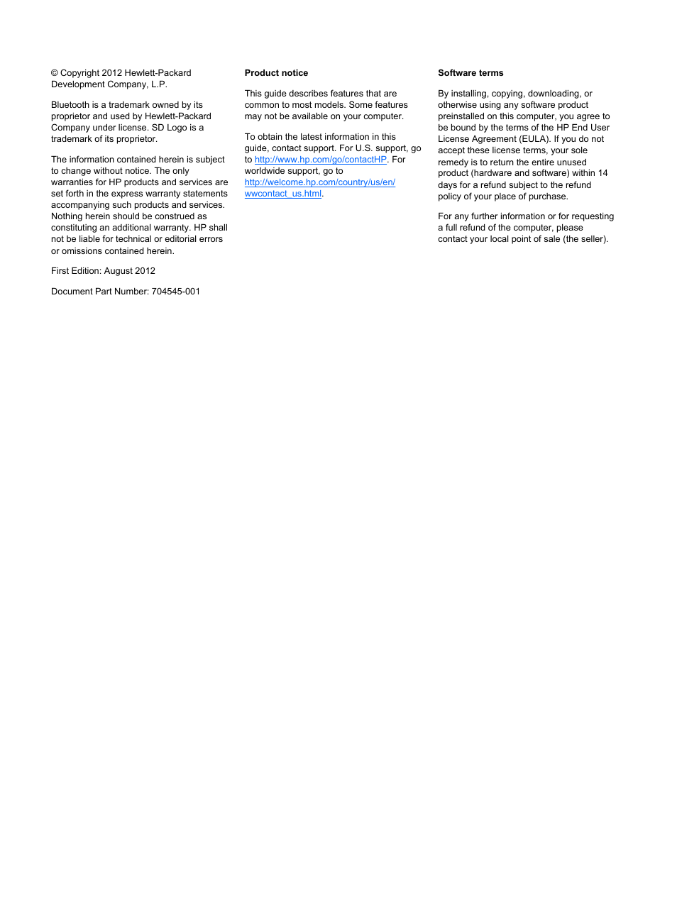HP EliteBook 2570p Notebook PC User Manual | Page 2 / 106