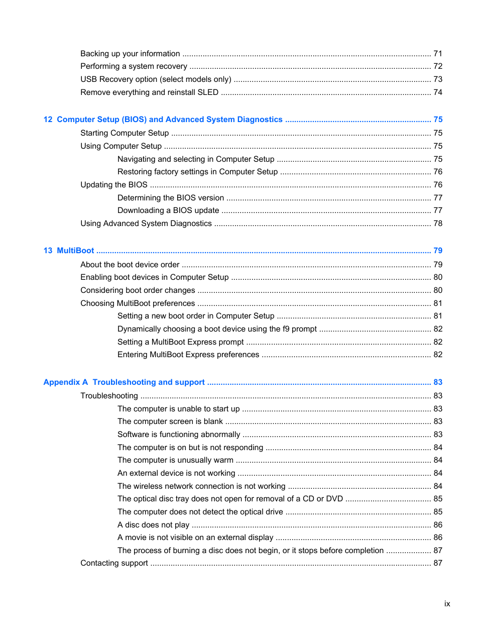 HP EliteBook 2570p Notebook PC User Manual | Page 9 / 106