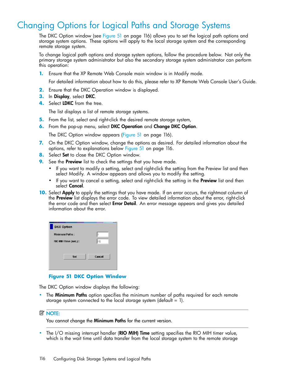 51 dkc option window, Figure 51 | HP StorageWorks XP Remote Web Console Software User Manual | Page 116 / 219