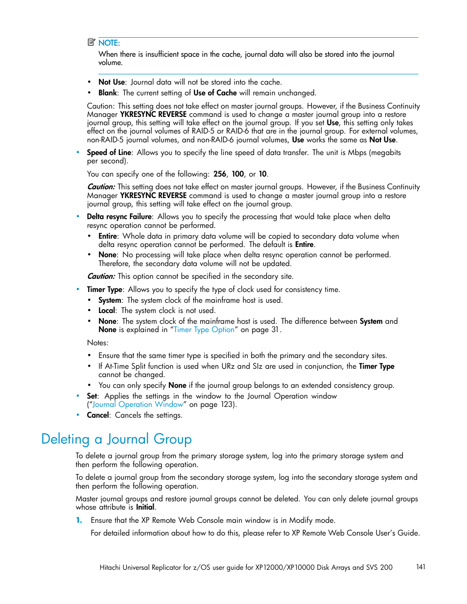 Deleting a journal group | HP StorageWorks XP Remote Web Console Software User Manual | Page 141 / 219