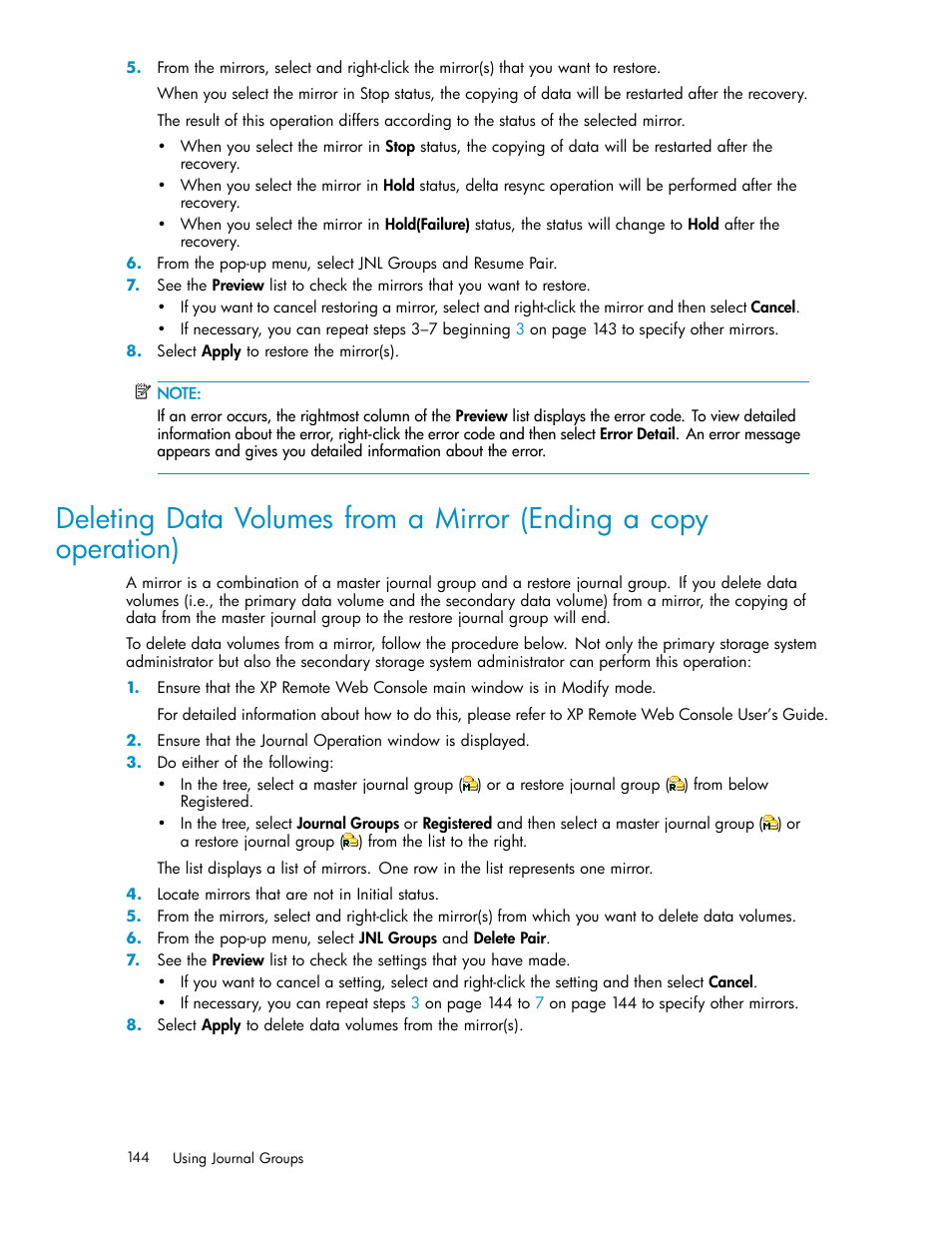 HP StorageWorks XP Remote Web Console Software User Manual | Page 144 / 219