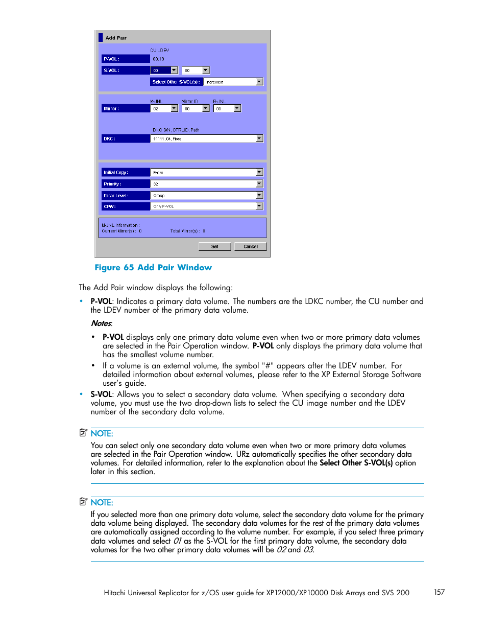 65 add pair window, Figure 65 | HP StorageWorks XP Remote Web Console Software User Manual | Page 157 / 219