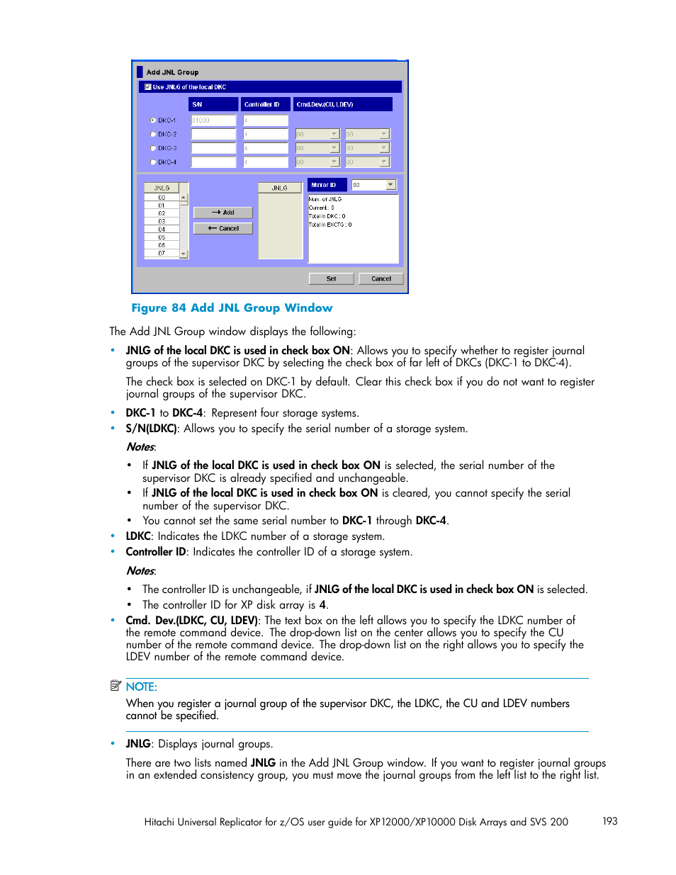 84 add jnl group window, Figure 84 | HP StorageWorks XP Remote Web Console Software User Manual | Page 193 / 219