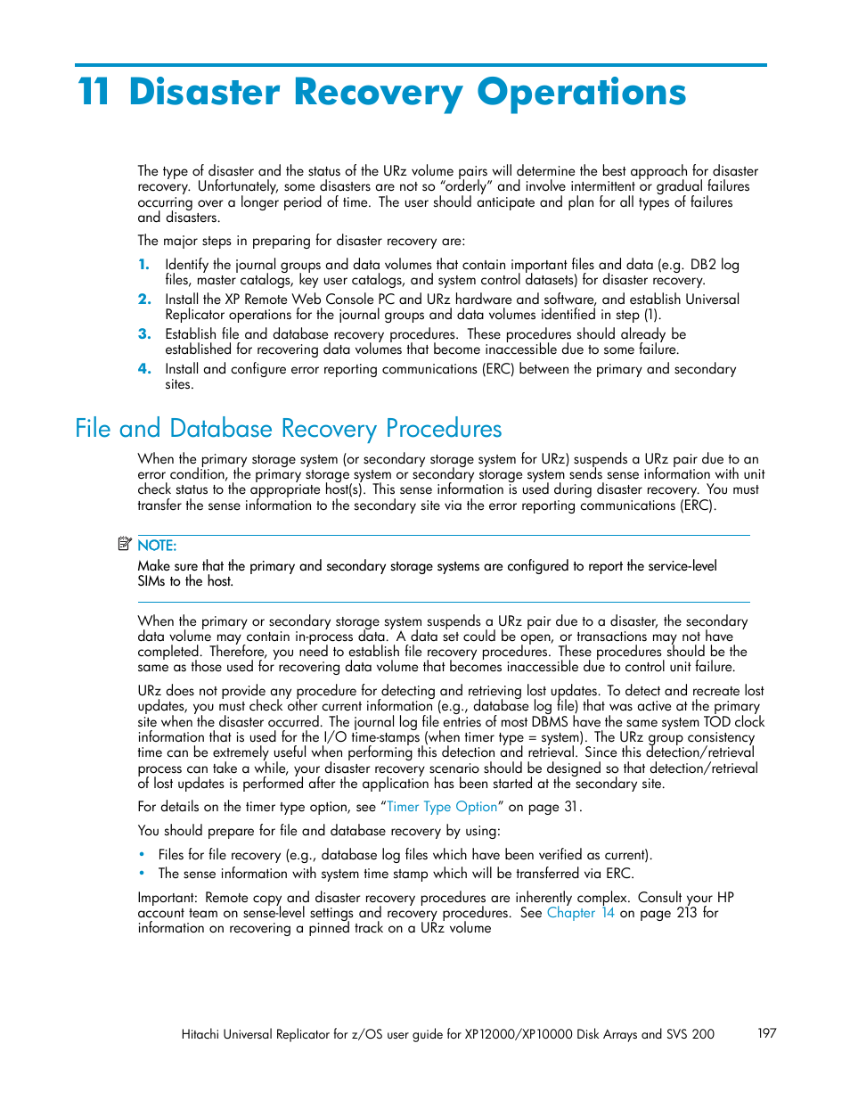 11 disaster recovery operations, File and database recovery procedures | HP StorageWorks XP Remote Web Console Software User Manual | Page 197 / 219
