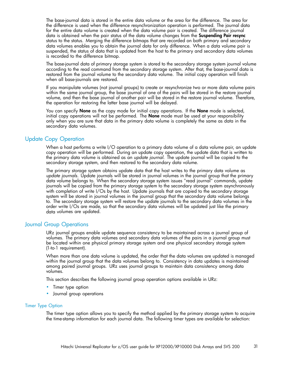 Update copy operation, Journal group operations | HP StorageWorks XP Remote Web Console Software User Manual | Page 31 / 219