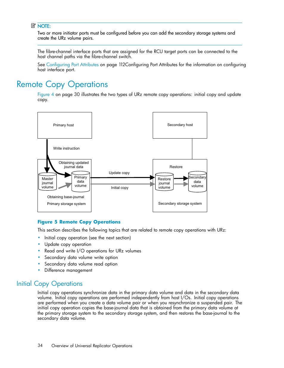 Remote copy operations, Initial copy operations, 5 remote copy operations | HP StorageWorks XP Remote Web Console Software User Manual | Page 34 / 219