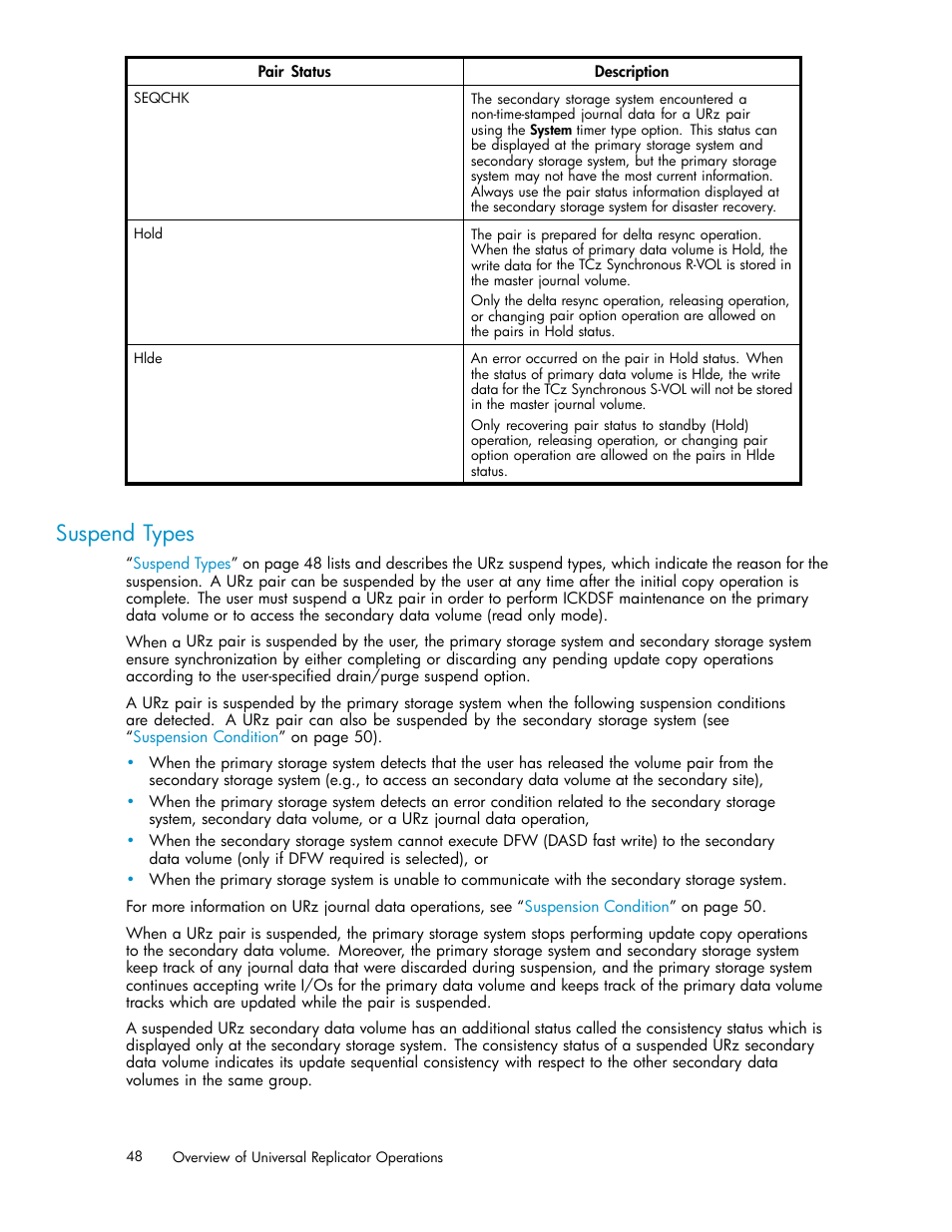 Suspend types | HP StorageWorks XP Remote Web Console Software User Manual | Page 48 / 219