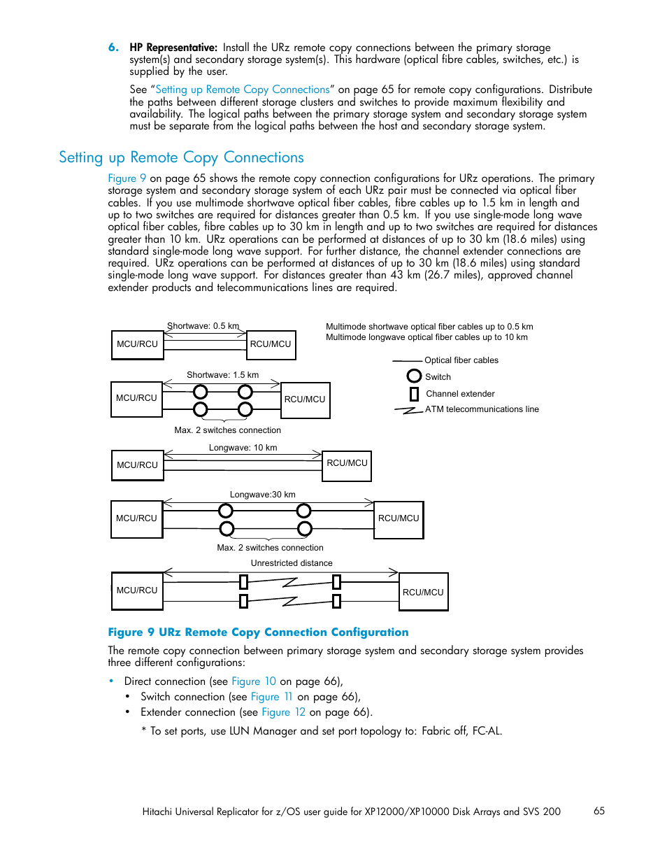 Setting up remote copy connections, 9 urz remote copy connection conﬁguration | HP StorageWorks XP Remote Web Console Software User Manual | Page 65 / 219