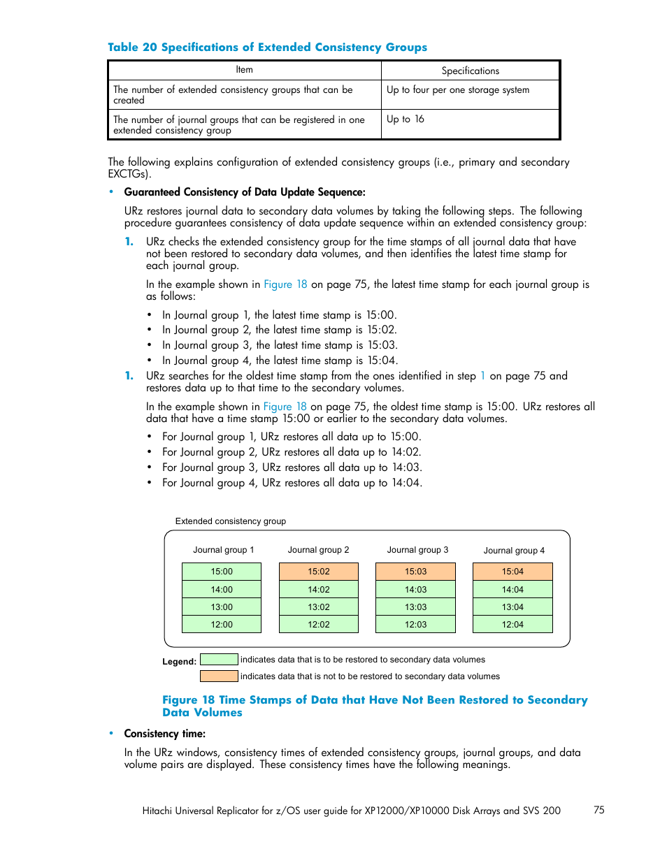 20 speciﬁcations of extended consistency groups | HP StorageWorks XP Remote Web Console Software User Manual | Page 75 / 219