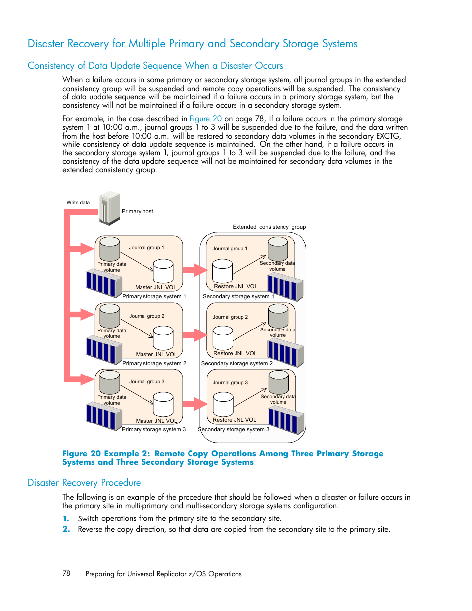 Disaster recovery procedure, Secondary storage systems | HP StorageWorks XP Remote Web Console Software User Manual | Page 78 / 219