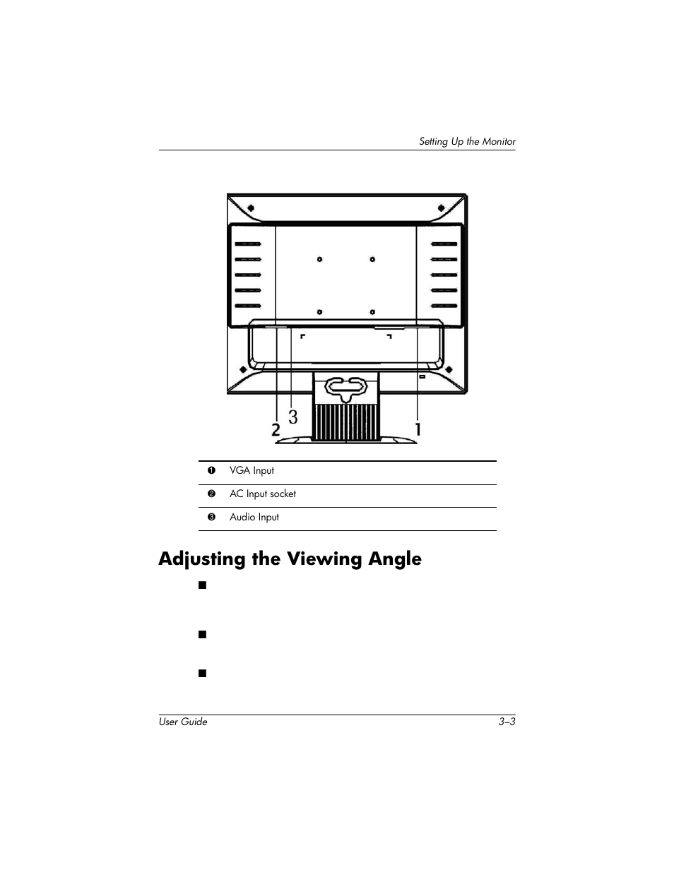 Adjusting the viewing angle, Adjusting the viewing angle –3 | HP Pavilion L176v 17 inch LCD Monitor User Manual | Page 13 / 40