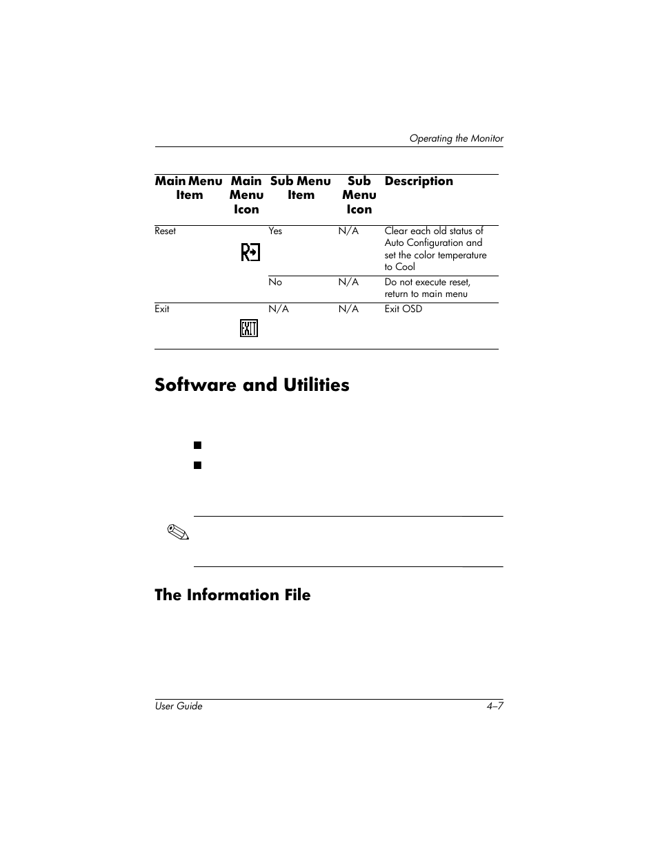 Software and utilities, The information file, Software and utilities –7 | The information file –7 | HP Pavilion L176v 17 inch LCD Monitor User Manual | Page 21 / 40