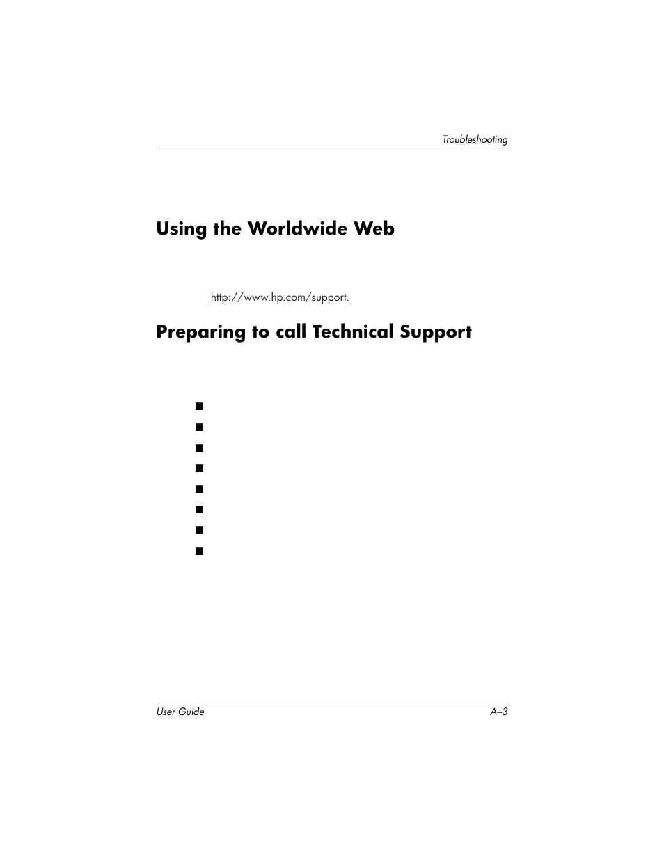 Using the worldwide web, Preparing to call technical support | HP Pavilion L176v 17 inch LCD Monitor User Manual | Page 27 / 40