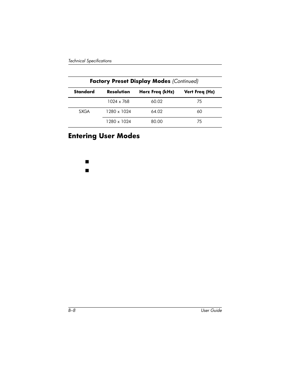 Entering user modes | HP Pavilion L176v 17 inch LCD Monitor User Manual | Page 36 / 40