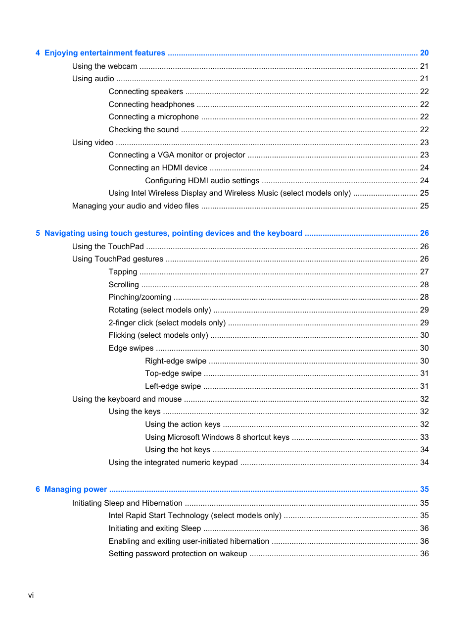 HP Pavilion 15-e043cl Notebook PC User Manual | Page 6 / 89