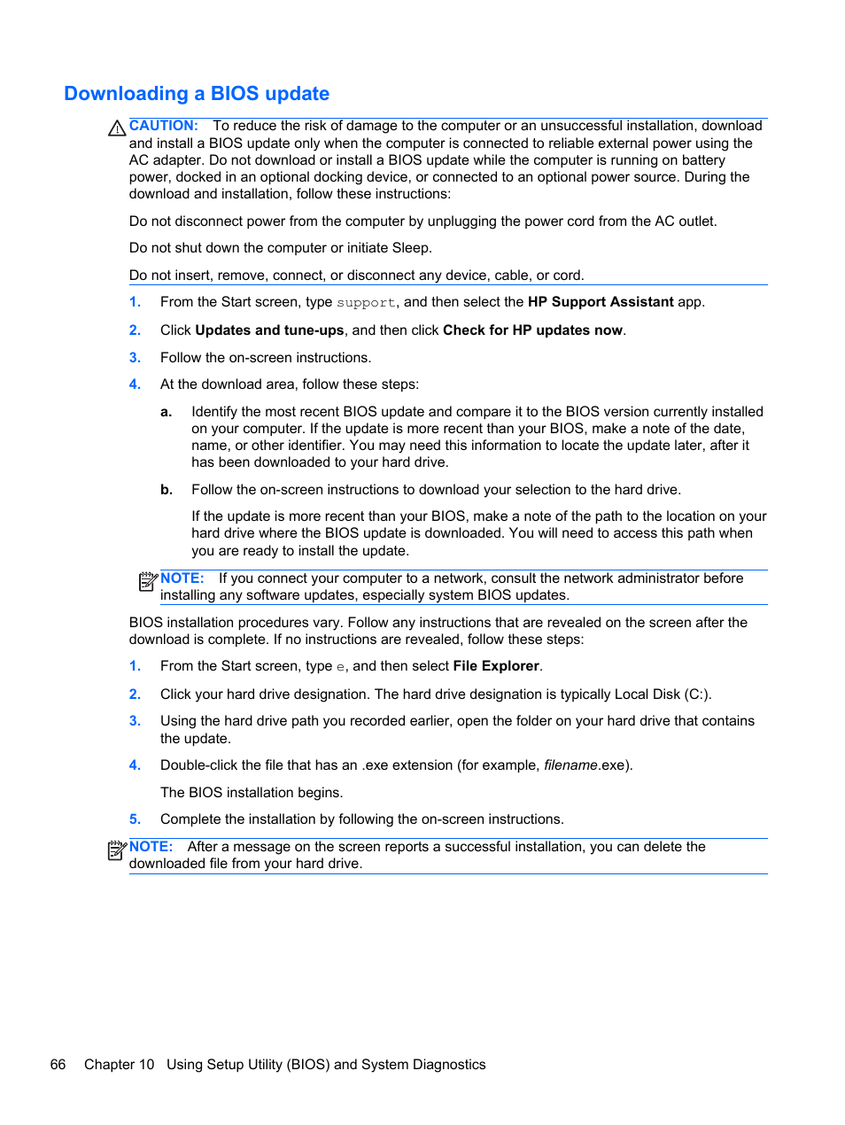 Downloading a bios update | HP Pavilion 15-e043cl Notebook PC User Manual | Page 76 / 89