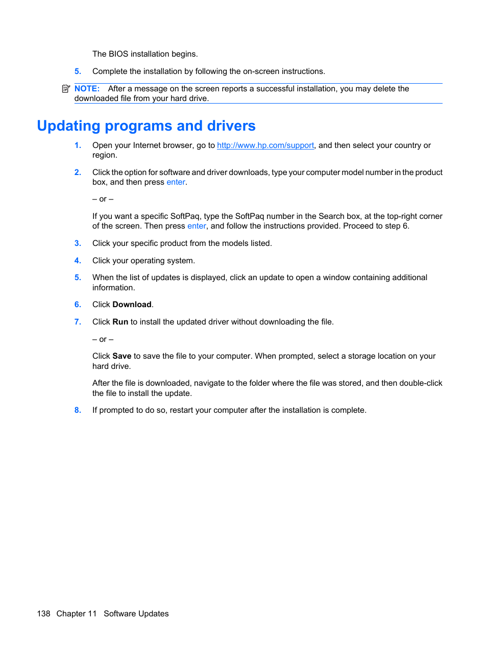 Updating programs and drivers | HP EliteBook 8540w Mobile Workstation User Manual | Page 150 / 183