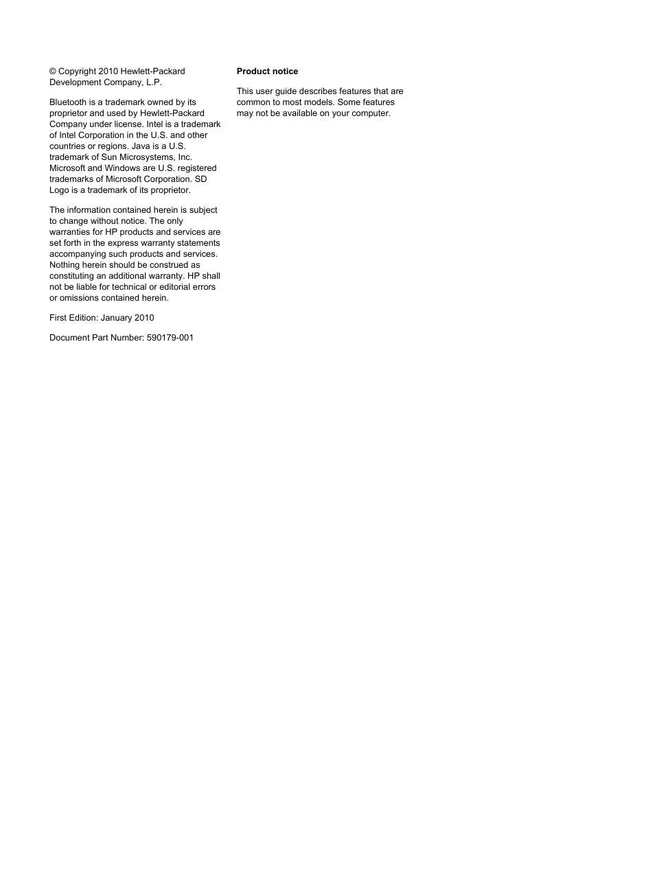HP EliteBook 8540w Mobile Workstation User Manual | Page 2 / 183